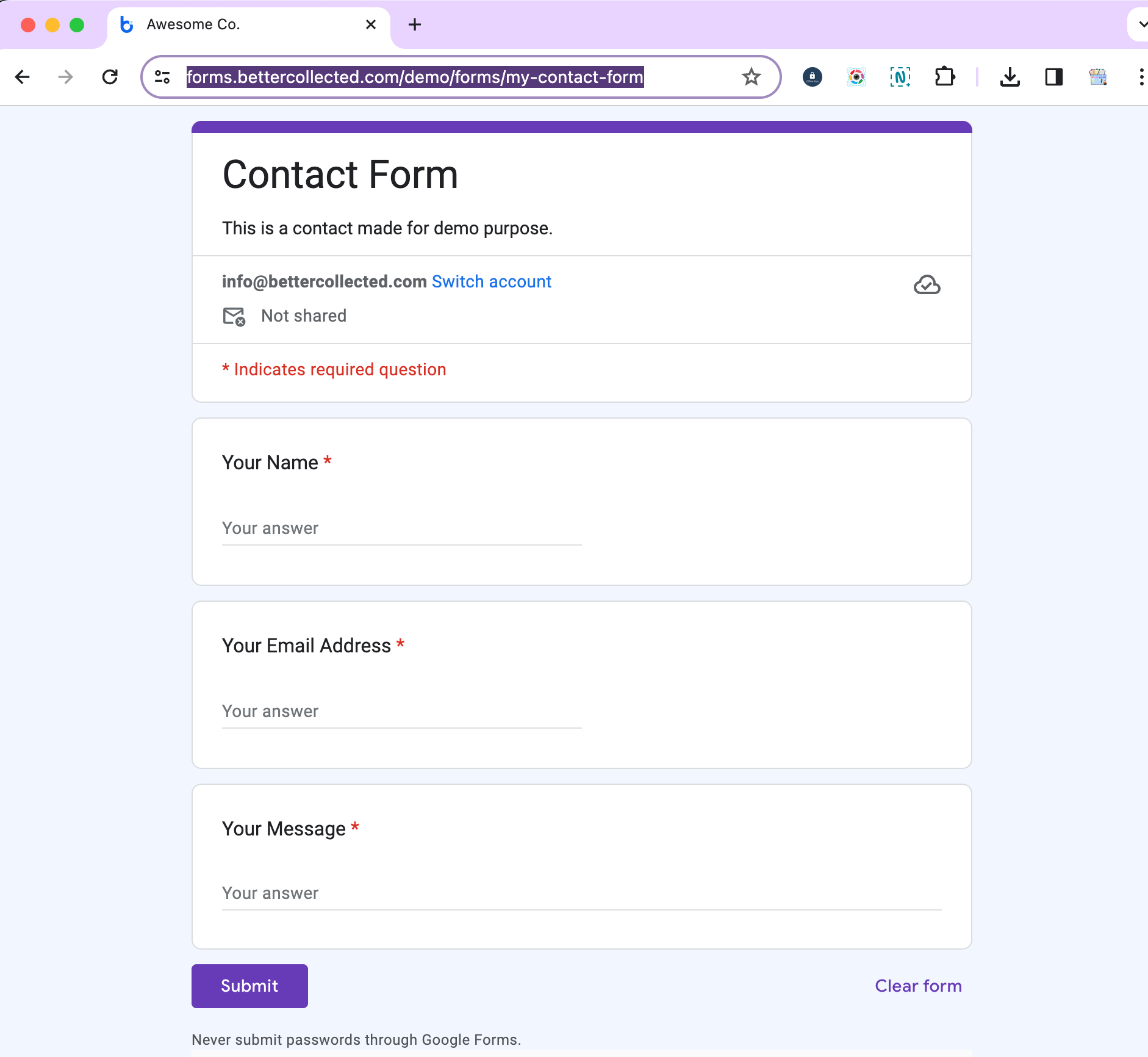 How to customize Google Form link?