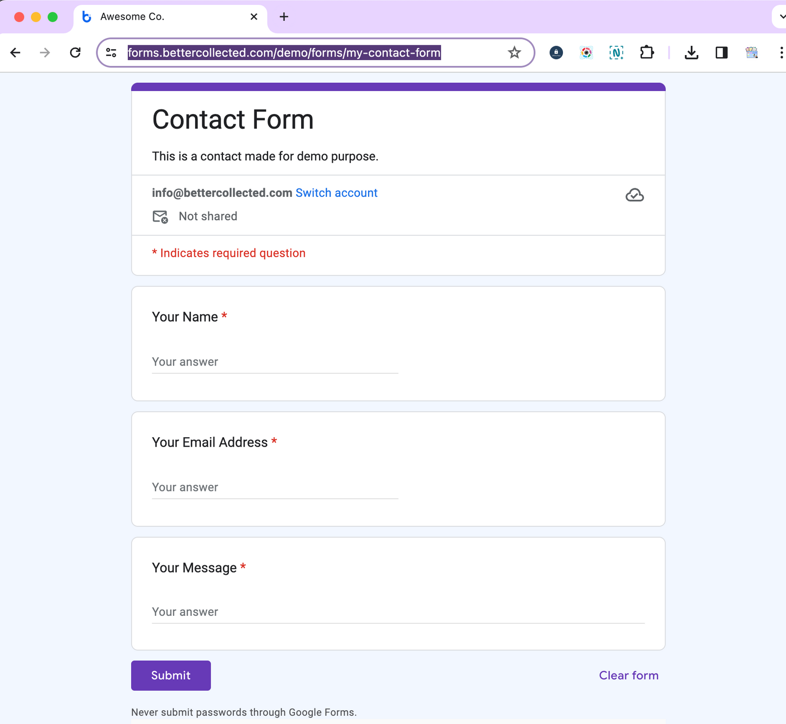 Customize Google Form Url